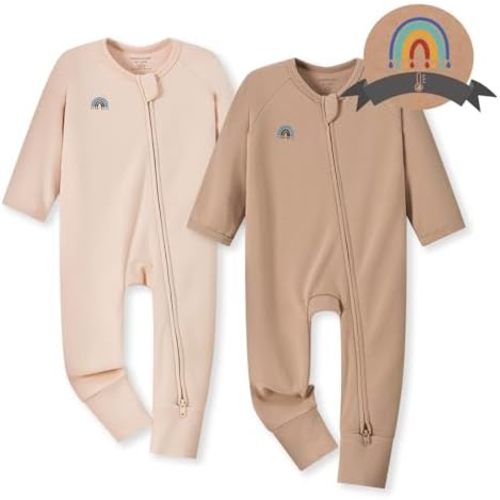 Momcozy Boy Girl Baby Pajamas Onesie, 0-24 M Temp-Sensing 2-Way Zipper Cotton & Viscose Derived from Bamboo Newborn Sleepers
