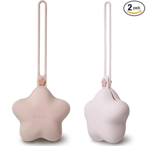 Moonkie Silicone Pacifier Holder Case, Cute Portable Pacifier Storage Case, 2 Pack
