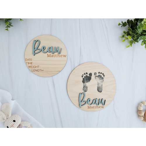 Birth Stats Sign – Footprint Sign – Birth Announcement Sign – Baby Hospital Sign – Expecting Mom Gift – Newborn Name Sign – New Baby Gift