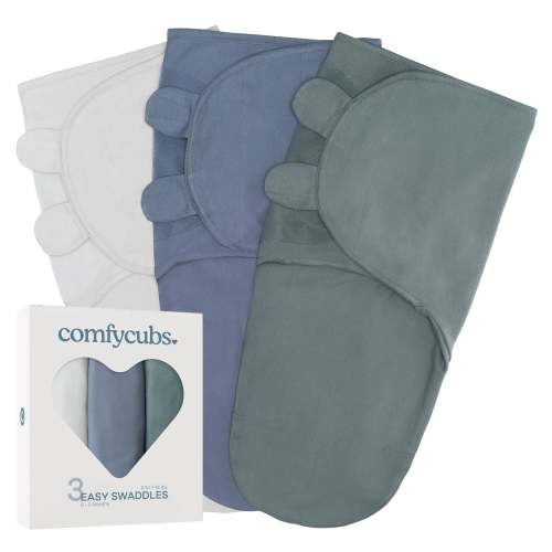 3 Pack Sleep Sack Velcro by Comfy Cubs, Small 0-3 Months - Stone, Nomadic Blue, Azul