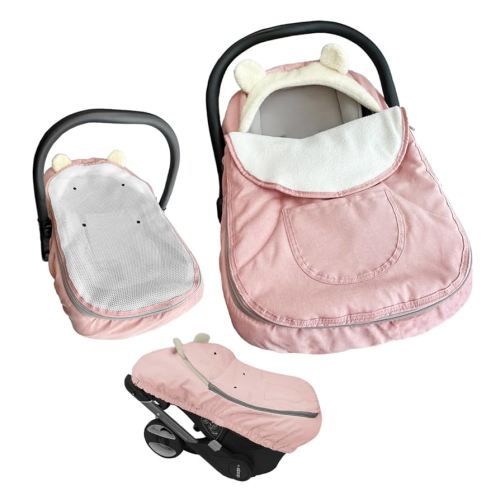 Car Seat Covers for Babies,Winter Baby Car Seat Cover Infant Carseat Covers Canopy,Universal Baby Carrier Cover for Girl Boy Carseat,Newborn Shower Gift-Pink