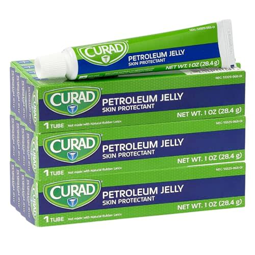 CURAD Petroleum Jelly Skin Protectant, Ointment for Dry Cracked Skin, 1 oz Tube (12 Pack)