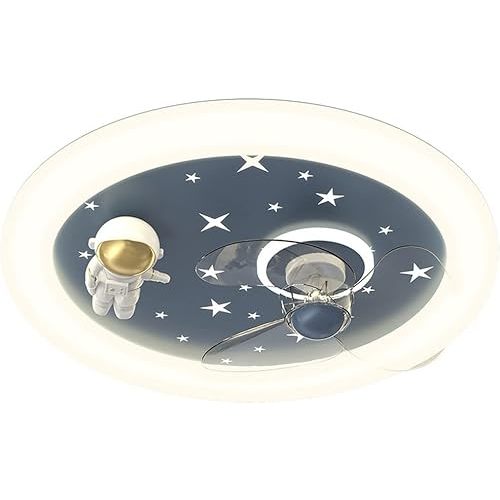 Pendant Lights, 20.5in 6 Gear Quiet Fan Ceiling Light for Bedroom Children's Room Lamp,Creative Planet LED Flush Mount Low Profile Ceiling Fan Light with Remote Control