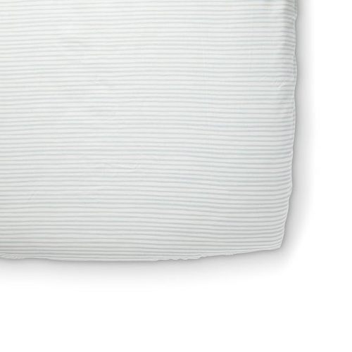 Pehr Striped Crib Sheet, Stripes Away Petal | Breathable Brushed Organic Cotton for Soft Sleep | Snug Fit | Giftable Reusable Fabric Bag Packaging | Standard Crib Mattresses up to 52”L x 28”W x 8”H