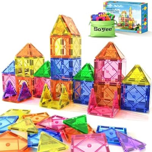 Magnetic Tiles Toddler Toys Magnetic Building Blocks for Kids Ages 3-12 STEM Educational Toys for Girls & Boys Sensory Play for Preschool Learning