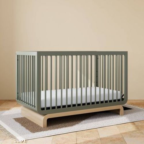 Storkcraft Santorini 5-In-1 Convertible Crib with Toddler Guardrail - Olive/Driftwood