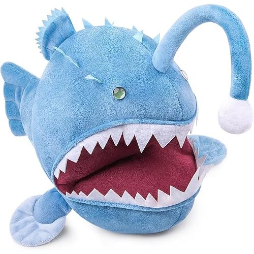 Tiny Heart Realistic Angler Fish Plush Toys, Super Soft Realistic Angler Fish Stuffed Animal Plush Toys Christmas Boys Girls Gift Decoration