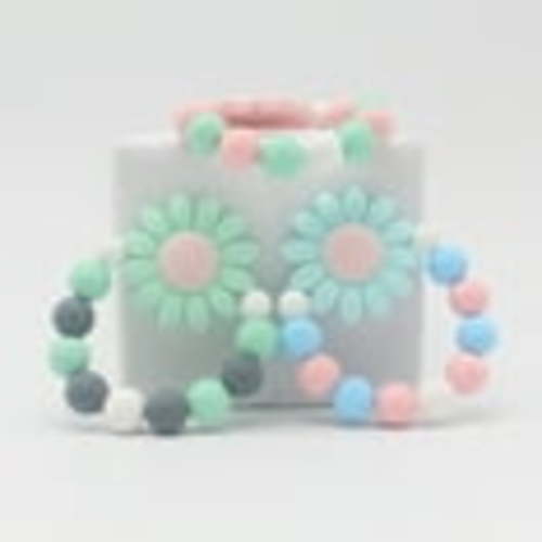 D-GROEE Sensory Teething Colorful Beads Sunflower Bracelet for Baby, Kids - Silicone Chew Beads Jewelry for Girls and Boys, Chewable Toys for Toddler with Biting, Teether Toy for Infants Toddler