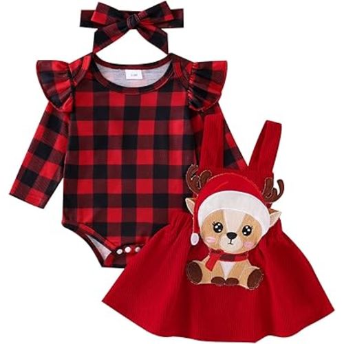 Baby Girl Christmas Thanksgiving Halloween Outfit Ruffled Romper Corduroy Suspender Skirts Sets Fall Winter Clothes