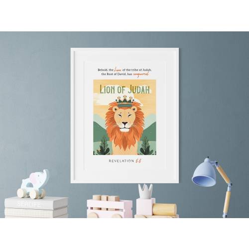 Lion of Judah King | Nursery Room | Kids Room | Lion Art Print | Revelation Scripture | Tribe of Judah | Bible Verse | Instant Download