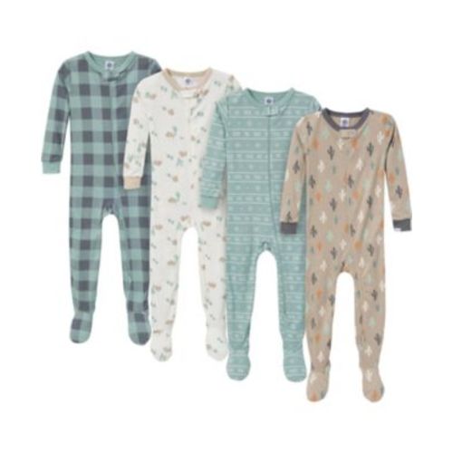Baby Boys' Snug Fit Footed Pajamas, 4-Pack, Music