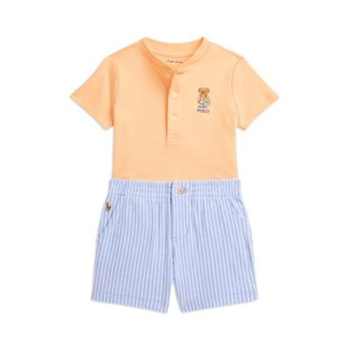 Boys' Polo Bear Henley Shirt & Mesh Short Set - Baby