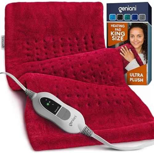 GENIANI Electric Heating Pad for Back Pain & Cramps Relief, Electric Throw, Self Care Gifts for Women, Heating Pad for Neck & Shoulder, Machine Washable Microplush, Auto Shut Off (12×24" Viva Magenta)