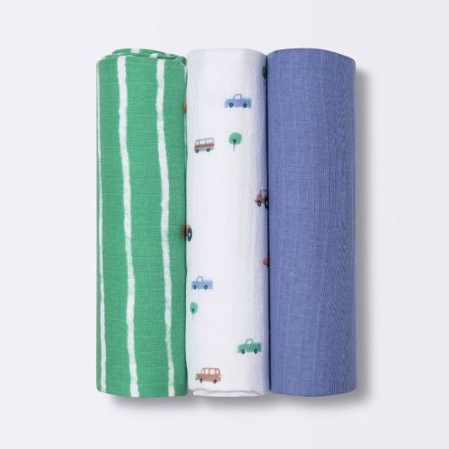 Muslin Swaddle Blanket - Cloud Island™ Transportation - 3pk