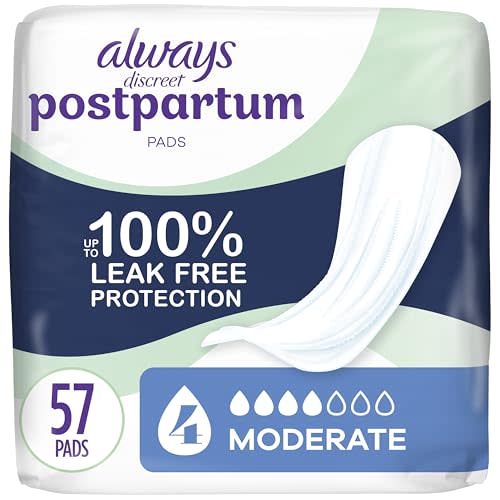 Always Discreet Postpartum Incontinence Pads, Moderate Absorbency, 57 CT