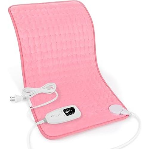 Heating Pad,Electric Heating Pads for Back,Hot Heated Pad for Abdomen,Shoulder,Knee,Multiple Temp and Auto Shut Off(Baby Pink,12''×24'')