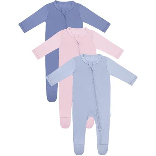 RRP Unisex Baby Footies Pajamas,Rayon Derived From Bamboo,Buttery Soft Sleep 'N Play PJs,2-Way Zipper Closure,0-18 Months