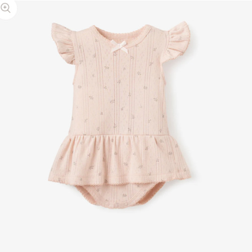 Blush Floral Organic Cotton Pointelle Baby Bubble Romper – Elegant Baby