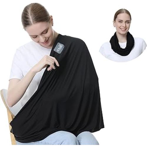 NeoTech Care Baby Nursing Cover Breastfeeding Scarf | Soft Fabric (Black)