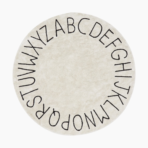 Lorena Canals Round ABC Washable Rug - Natural Black, 6'7"