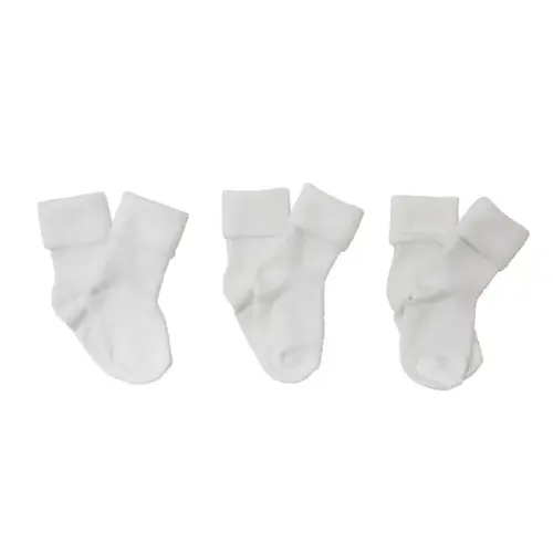 Bilbi 3 Pack Cozy Turn Top Sock White | Baby Bunting AU