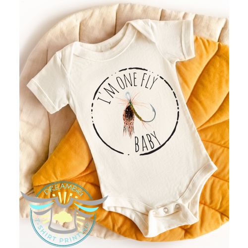 One Fly Baby Onesie® Fly Fishing Onesie® Nautical, Lake, Fishing Onesie® Biggest Catch, Gone Fishin&#39;, Cute Baby Onesie® Reel, Outdoors