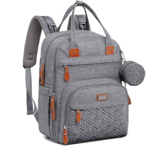 WelaVila Toddle Diaper Bag, Stylish Diaper Bags for Modern Parents, Large, Gray