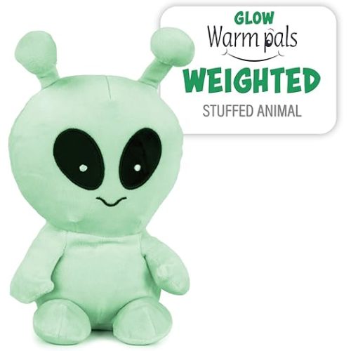 Warm Pals Scented Glow in the Dark Alien Plush, Cozy Microwavable and Freezable Plush Toys Filled with Natural Grains and Lavender, Heatable and Coolable Bedtime Comfort Weighted Stuffed Animal