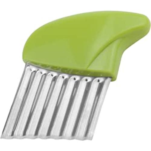Stainless Steel Vegetable Crinkle Wavy Chopper Cutter French Fry Slicer 1 Pack/Set, Green: Home & Kitchen
