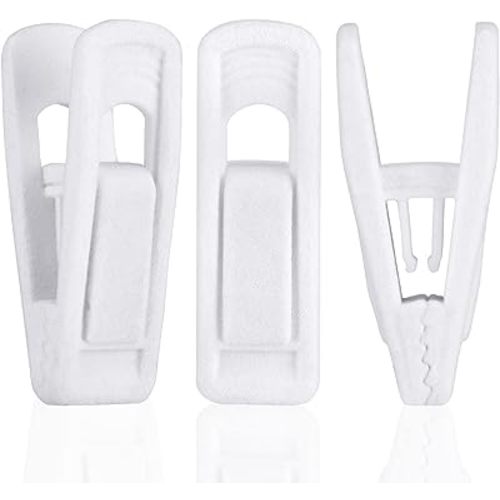 Tinfol White Velvet Hangers Clips, 50pc Strong Finger Flocked Clips, Large Opening Clip Pants Hangers Clips for Thin Suit Skirt Pant Clothes Hangers