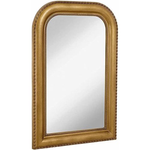 Hamilton Hills 20" x 30" Classic Gold Framed Rich Framed Top Round Corner Mirror - Thick Arched Top Rich Wall Mirror - Vanity for Bathroom Decor, Bedroom, Living Room - Hangs Horizontal or Vertical