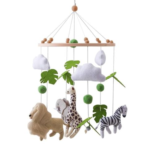GOODMOM Nursery Mobile for Boys & Girls – Handmade Felt Animals Baby Crib Mobile with Bells – Savanna Theme Baby Nursery Decor – Creative Bassinet Mobile Gift for Newborns (Savanna)