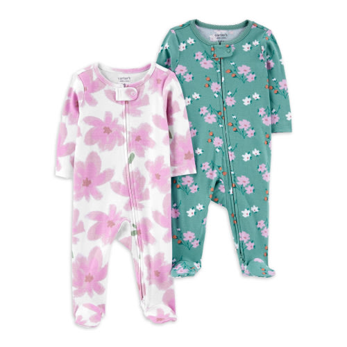 Carter's Child of Mine Baby Girl Sleep N Play, 2-Pack, Sizes Preemie-9M