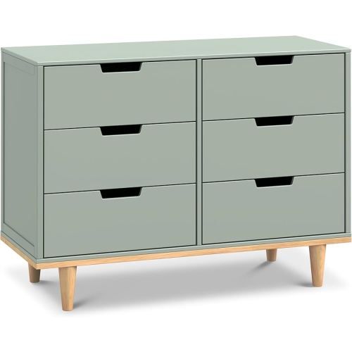 DaVinci Marley 6 Drawer Double Dresser in Light Sage and Honey, GREENGUARD Gold Certified