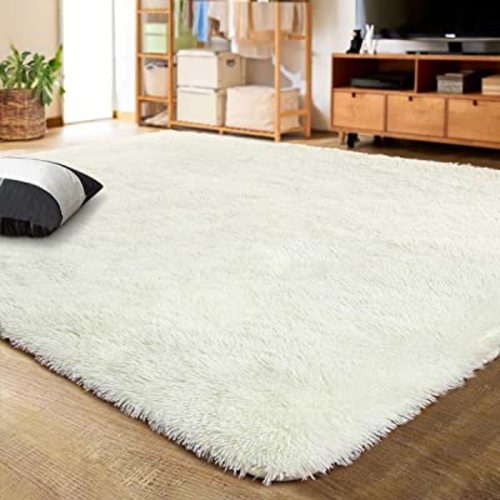 LOCHAS Ultra Soft Indoor Modern Area Rugs Fluffy Living Room Carpets for Children Bedroom Home Decor Nursery Rug 8x10 Feet, Cream