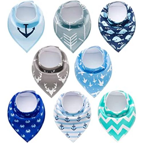 PandaEar Baby Bandana Drool Bibs 8 Pack for Drooling and Teething, Super Absorbent Hypoallergenic, Neutral Color for Boys & Girls