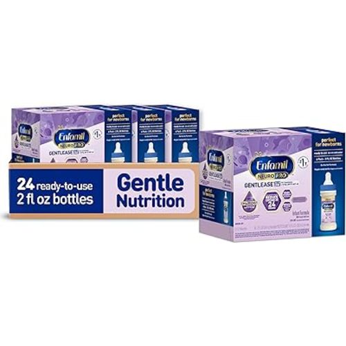 Enfamil NeuroPro Gentlease Ready-to-Feed with Smaller Proteins for Easy Digestion,Brain Supporting DHA, HuMO6* Blend, Baby Formula for easing Fussiness, Gas, Spit-up in 24hrs, 2 Fl Oz (6 ct), 4 Pack