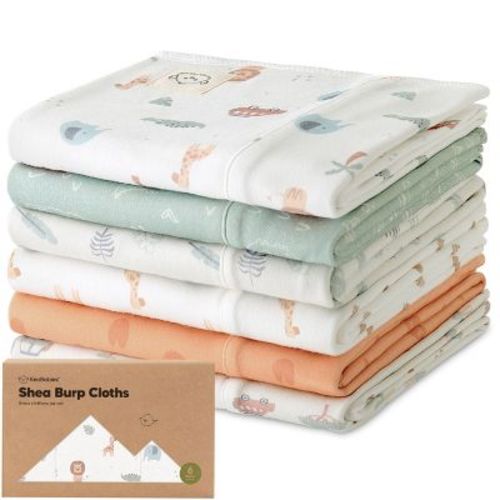 6pk Shea Baby Burp Cloths For Baby Boys And Girls, Organic Burping Cloths For Babies, Newborn (prairie)