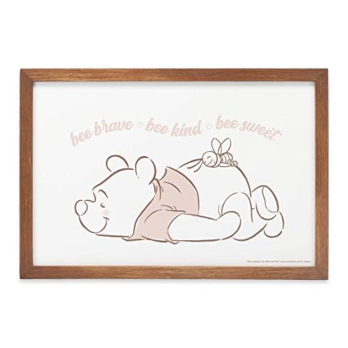 Disney Winnie the Pooh Bee Brave Kind Sweet Framed Wood Wall Decor - Cute Winnie the Pooh Wall Art for Kids' Bedroom or Nursery Decor