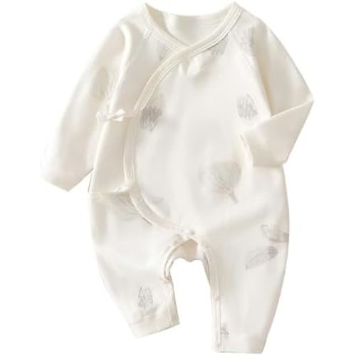 100% Organic Cotton Soft 0-6 Months Newborn Baby Romper Jumpsuits for Boys and Girls Unisex Long Sleeve