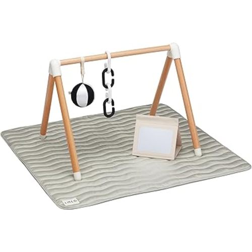 Lalo Baby Gym & Playmat for Babies and Toddlers - Eco-Friendly Sage Playmat - Baby Gym & Accessories is Easy to Assemble & Clean - Go from Tummy Time to Story Time