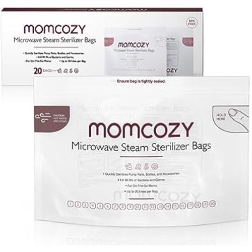 Momcozy Microwave Steam Sterilizer Bags, 15 Count Travel