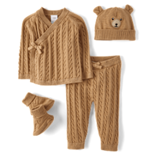 Unisex Baby Long Sleeve Cable Knit Bear 4-Piece Outfit Set - Homegrown By Gymboree - CHIPMUNK | Gymboree CHILDRENS PLACE-27X27
