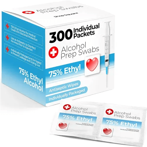 300 Pack Isopropyl Alcohol Wipes - Individually Wrapped Alcohol Prep Pads for Medical, First Aid, Home, & Personal Care Use