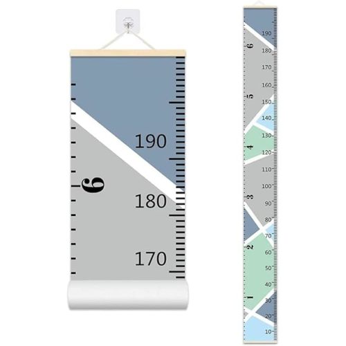 Baby Growth Chart, Height Wall Chart for Kids, 79 x 7.9in Wooden Frame Canvas Measurement Hanging Ruler for Child’s Room Decoration (Grey)