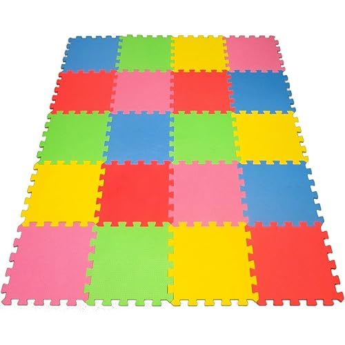 20 XLarge Foam Mats Toy ideal Gift, Colorful Tiles Multi Use, Create & Build A Safe PLay Area Interlocking Puzzle eva Non-Toxic Floor for Children Toddler Infant Kids Baby Room & Yard Superyard