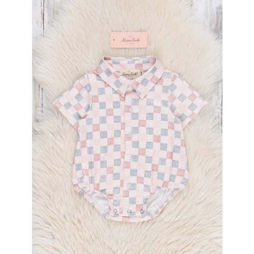 Retro Pastel Plaid Button-Up Bubble
