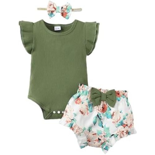 SUNNY PIGGY Baby Girl Clothes Infant Girl Outfit Newborn Girl Romper Summer Baby Girls’Clothing Short Set