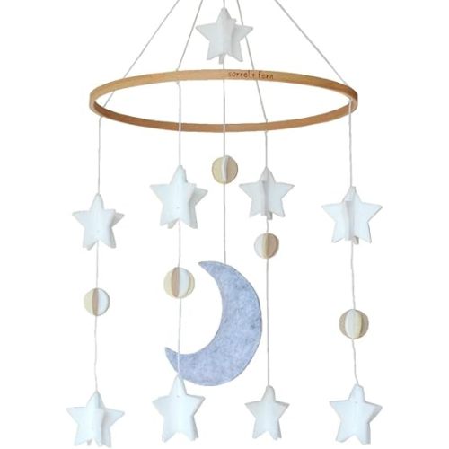 Baby Crib Mobile (Moon, Stars & Planets) - Nursery Decor Ceiling Mobile or Crib Mobile for Boys & Girls