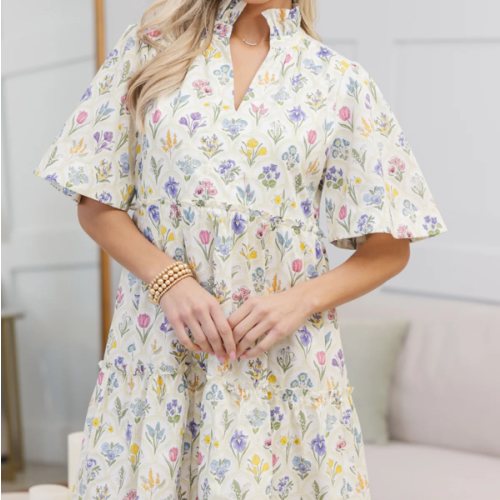 NURSING COLLECTION: Feeling Your Best Cream Medallion Dress